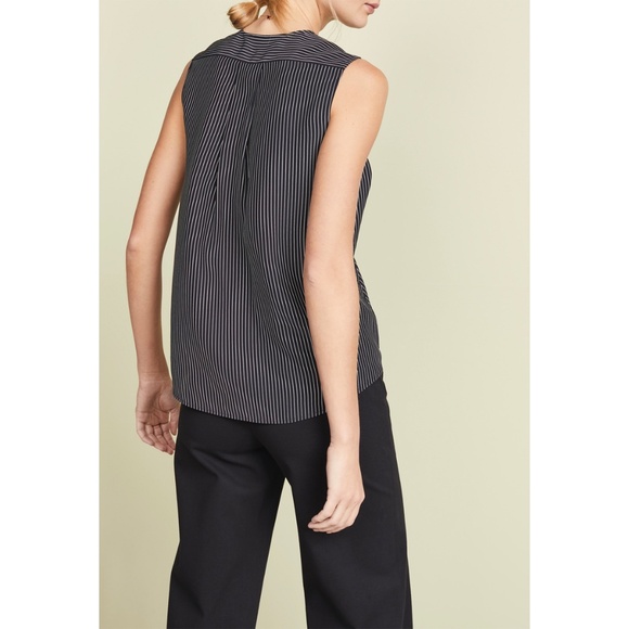 RAG & BONE NWT VICTOR SLEEVELESS 100% SILK BLACK WHITE STRIP BLOUSE. SIZE S - Picture 5 of 14